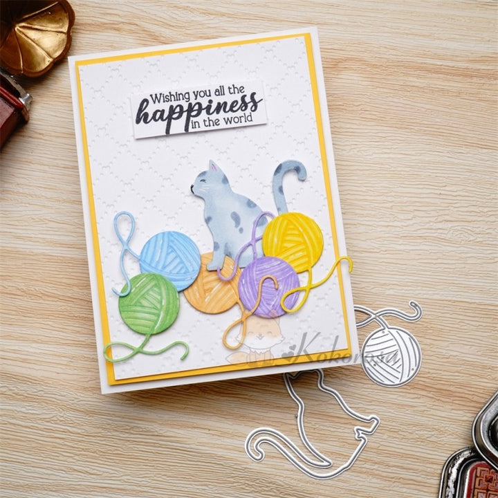 Kokorosa Metal Cutting Dies with Cute Cat & Pompoms