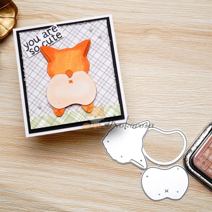 Kokorosa Metal Cutting Dies with Cute Corgi Head & Butt