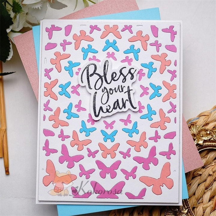 Kokorosa Metal Cutting Dies with Cute Hollow Butterflies Background Board