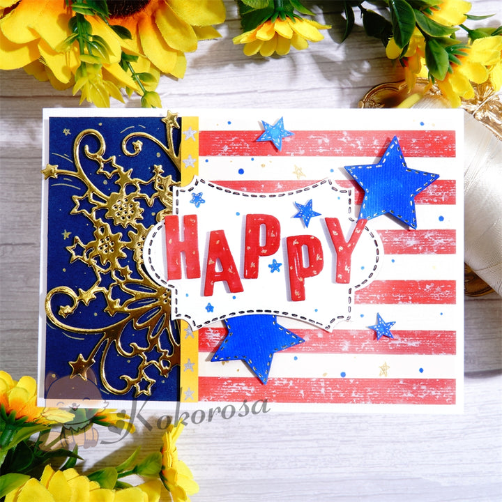 Kokorosa Metal Cutting Dies with Daisy and Star Border