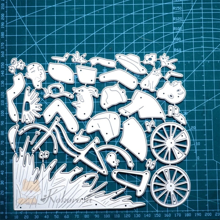 Kokorosa Metal Cutting Dies with Elderly Couple Riding Bike Cross Grass