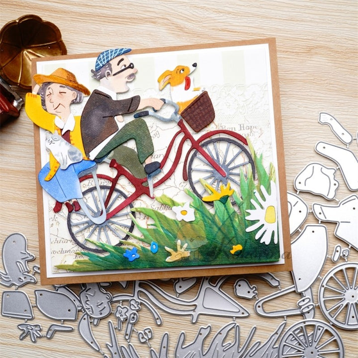 Kokorosa Metal Cutting Dies with Elderly Couple Riding Bike Cross Grass