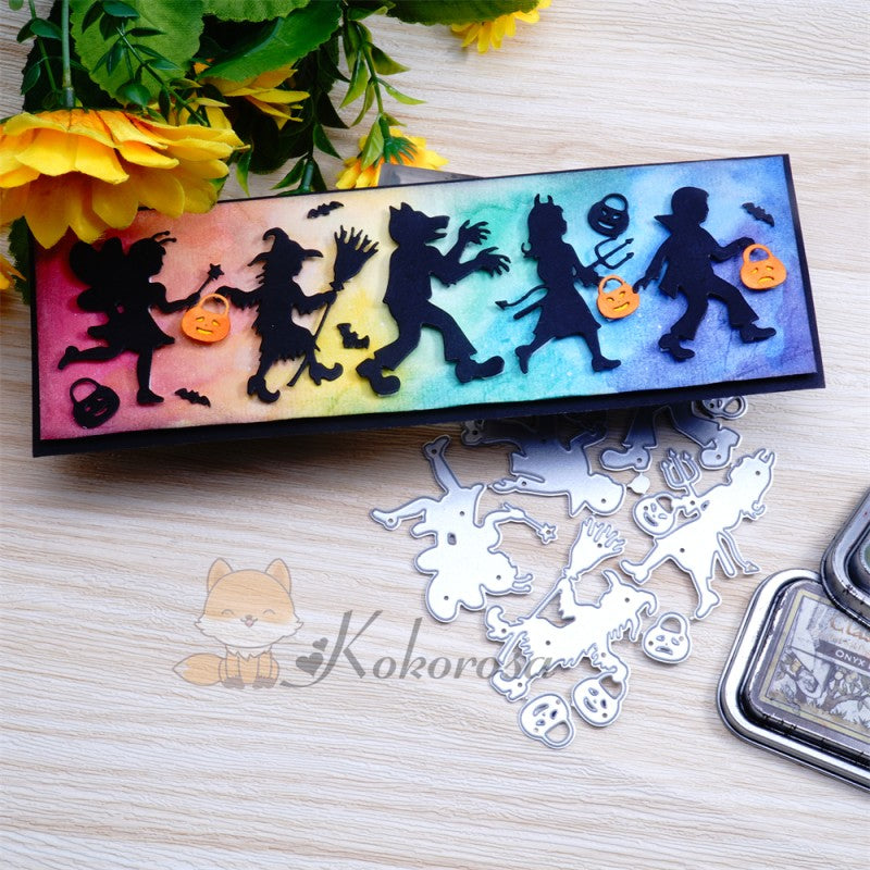 Kokorosa Metal Cutting Dies with Elves Carrying Jack-o'-lanterns