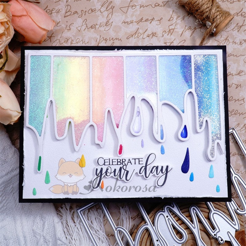 Kokorosa Metal Cutting Dies with Falling Raindrops Border Board
