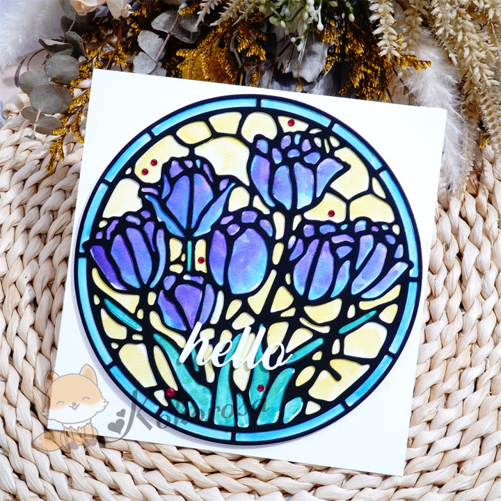 Kokorosa Metal Cutting Dies with Flower Round Frame Board