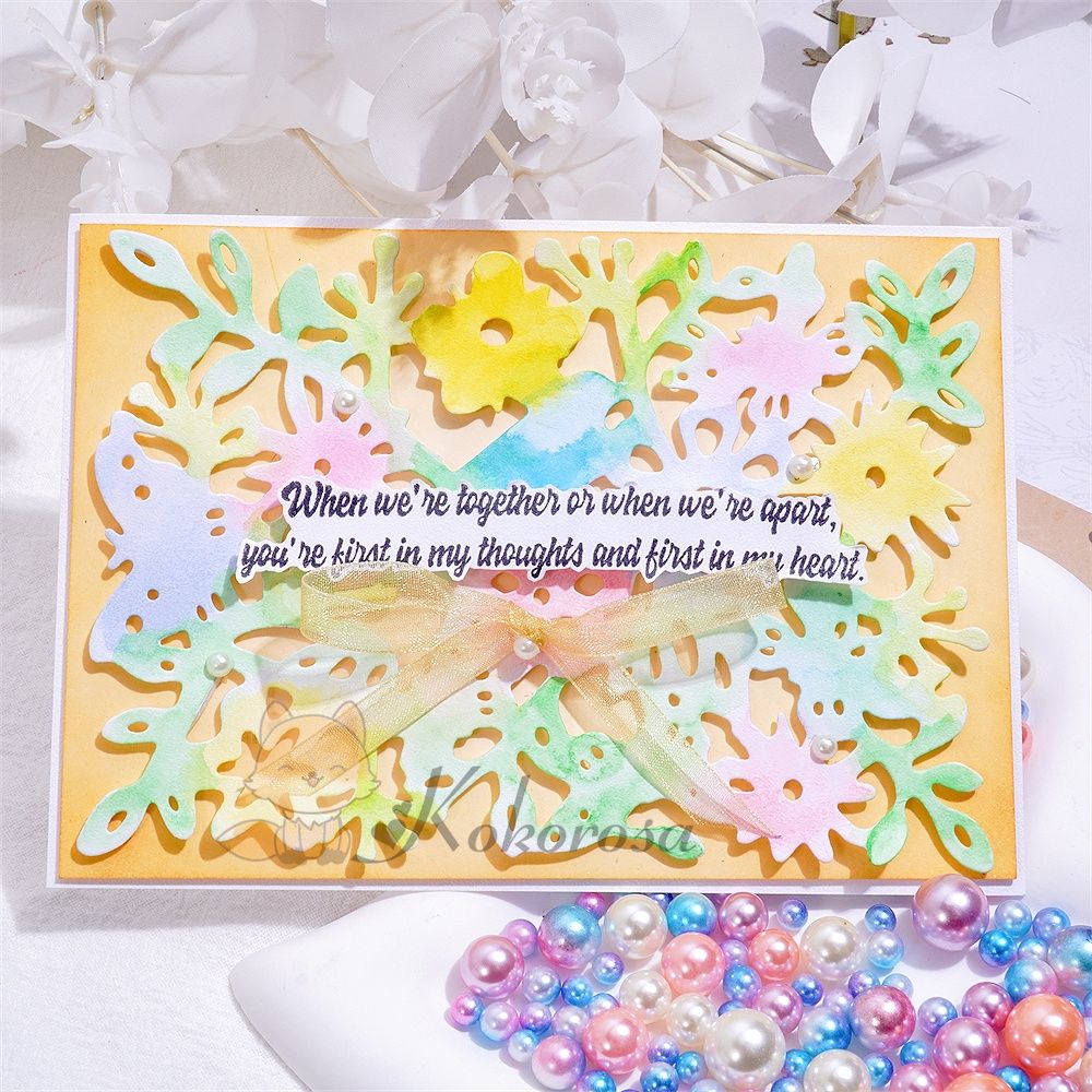 Kokorosa Metal Cutting Dies with Flowers & Leaves Background Board