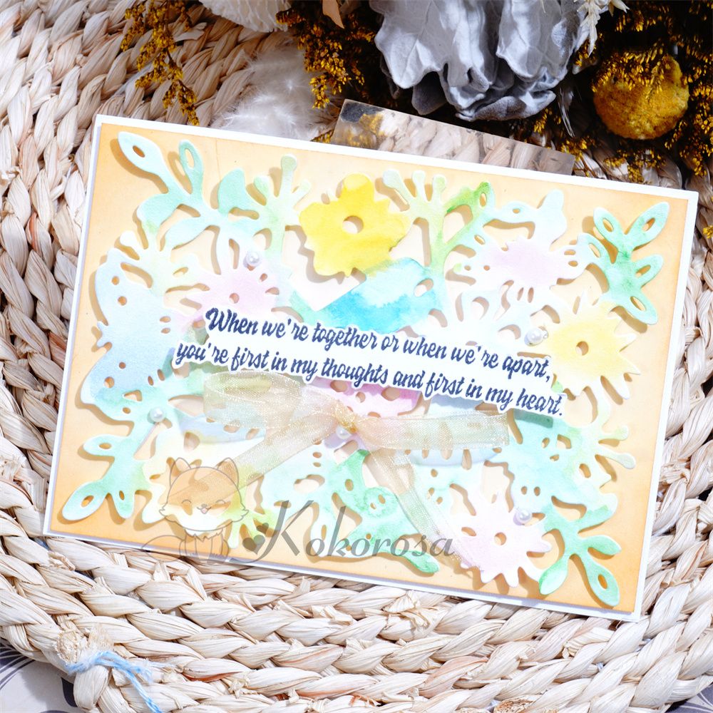 Kokorosa Metal Cutting Dies with Flowers & Leaves Background Board