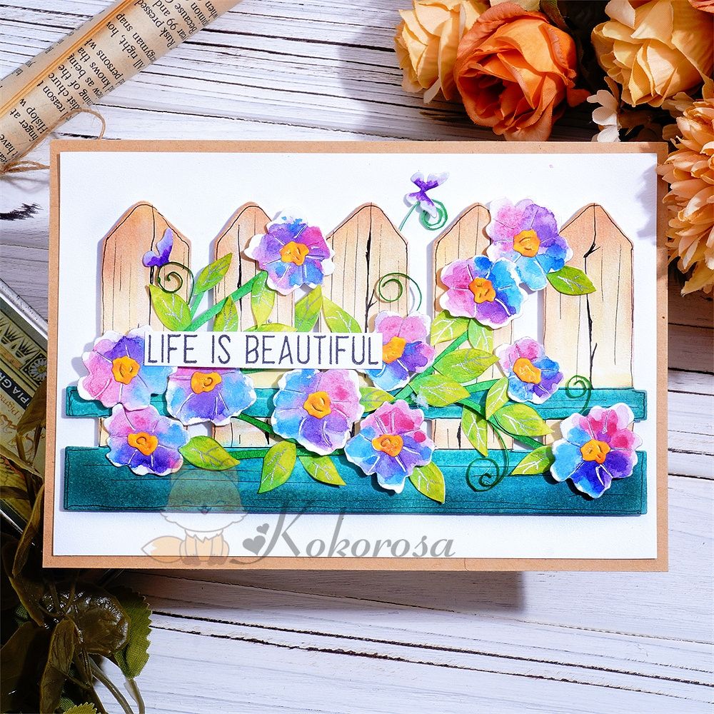 Kokorosa Metal Cutting Dies with Flowers in Garden