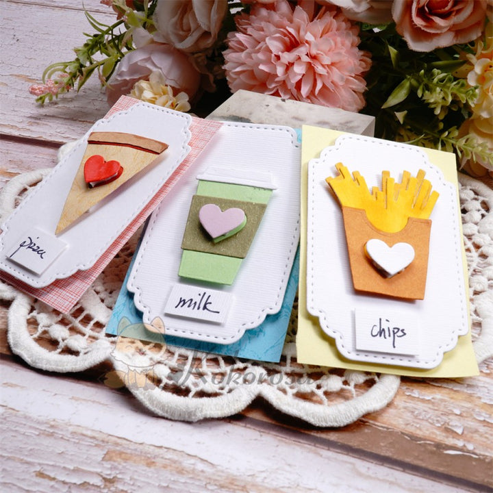 Kokorosa Metal Cutting Dies with French Fries, Pizza & Coffee Cup