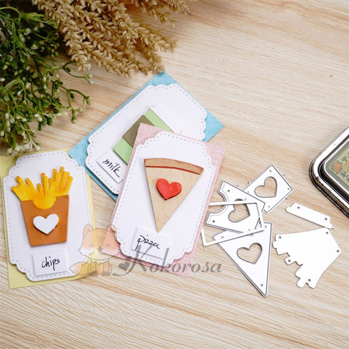 Kokorosa Metal Cutting Dies with French Fries, Pizza & Coffee Cup