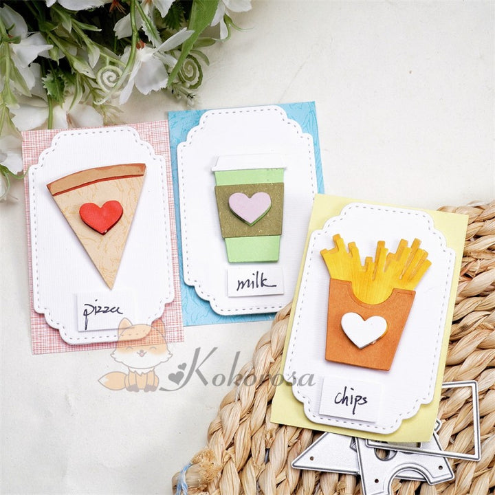 Kokorosa Metal Cutting Dies with French Fries, Pizza & Coffee Cup