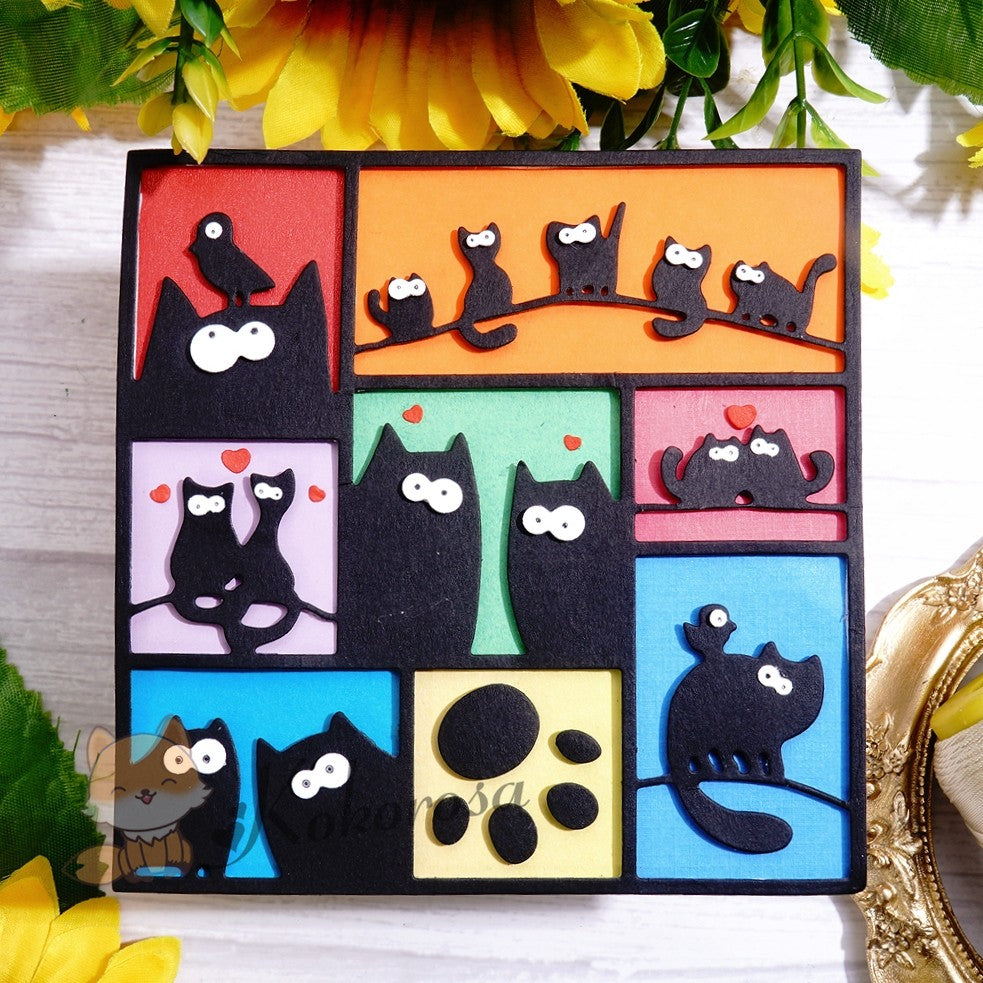 Kokorosa Metal Cutting Dies with Funny Cats Frame Board