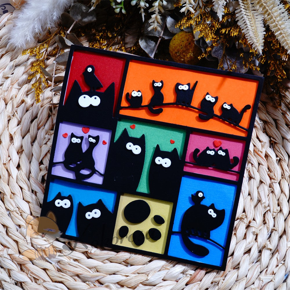 Kokorosa Metal Cutting Dies with Funny Cats Frame Board
