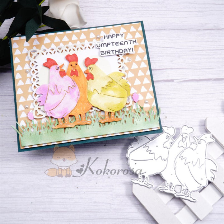 Kokorosa Metal Cutting Dies with Funny Chickens