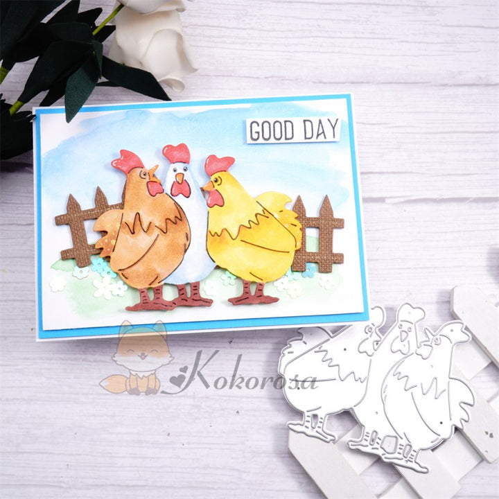 Kokorosa Metal Cutting Dies with Funny Chickens