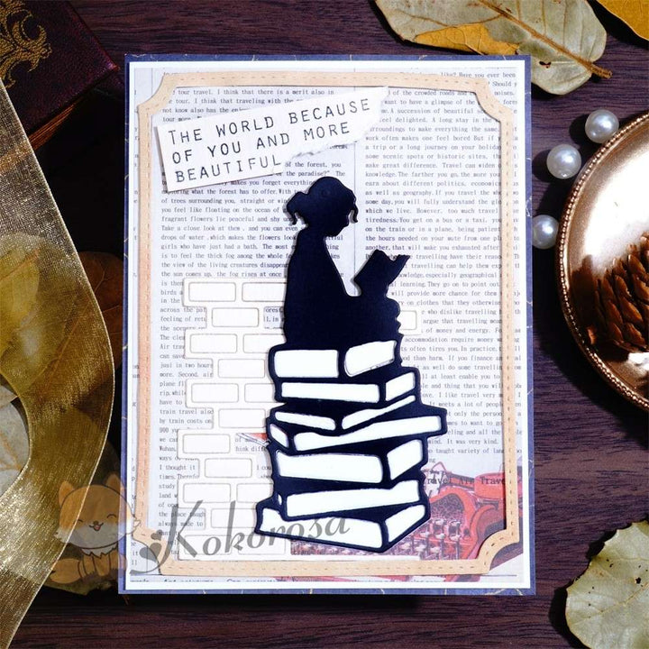 Kokorosa Metal Cutting Dies with Girl Reading on Books