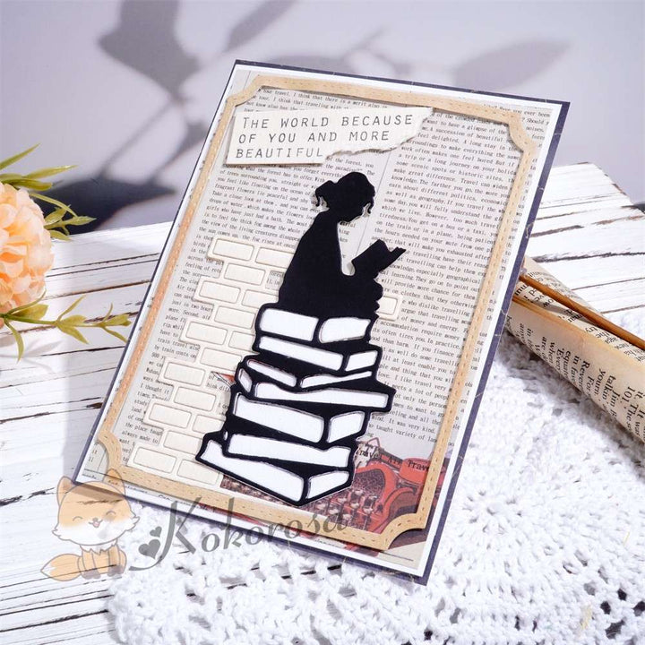 Kokorosa Metal Cutting Dies with Girl Reading on Books