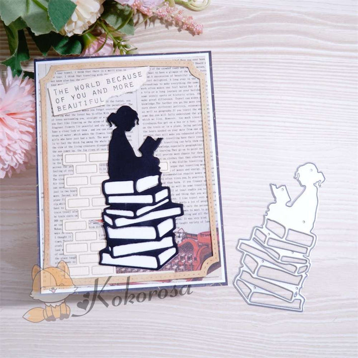 Kokorosa Metal Cutting Dies with Girl Reading on Books