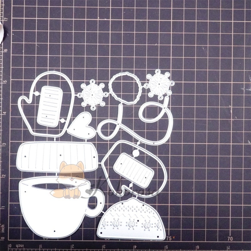 Kokorosa Metal Cutting Dies with Gloves, Fleece Hat & Mug Cup
