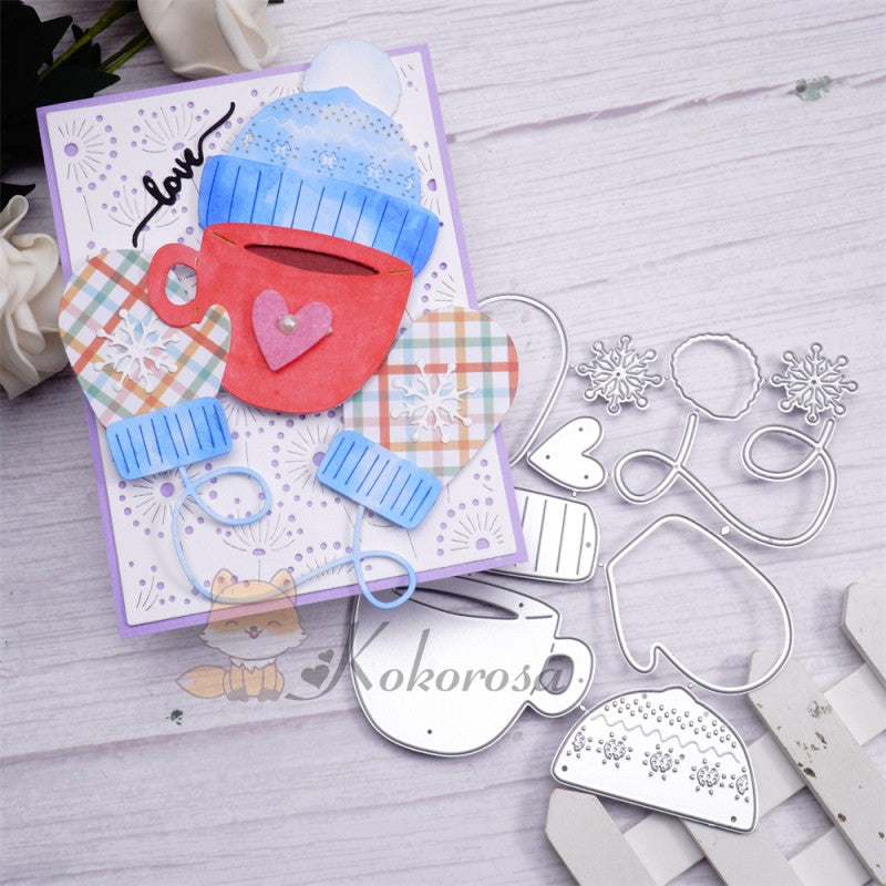 Kokorosa Metal Cutting Dies with Gloves, Fleece Hat & Mug Cup