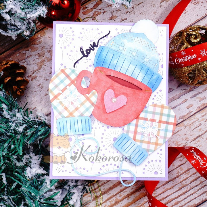 Kokorosa Metal Cutting Dies with Gloves, Fleece Hat & Mug Cup