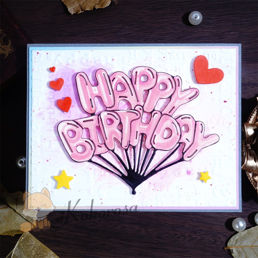 Kokorosa Metal Cutting Dies with "HAPPY BIRTHDAY" Balloons