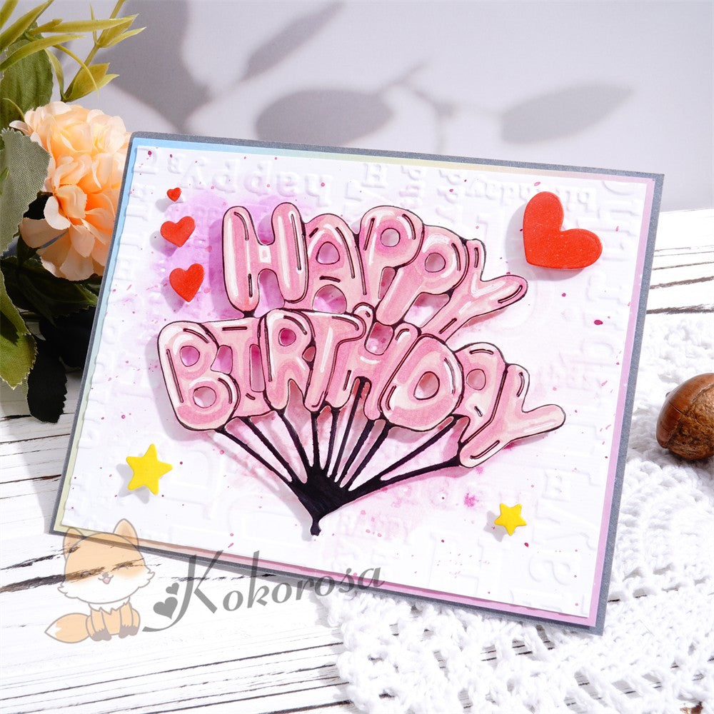 Kokorosa Metal Cutting Dies with "HAPPY BIRTHDAY" Balloons
