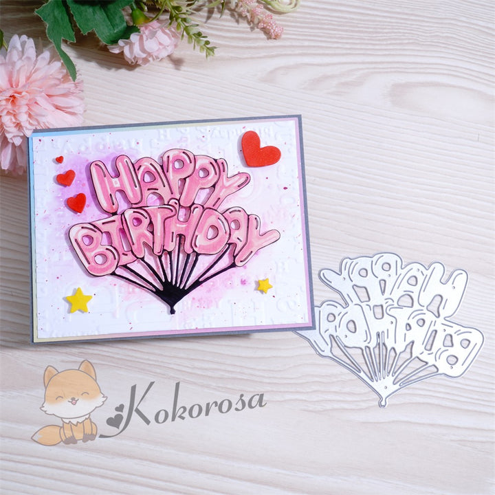 Kokorosa Metal Cutting Dies with "HAPPY BIRTHDAY" Balloons