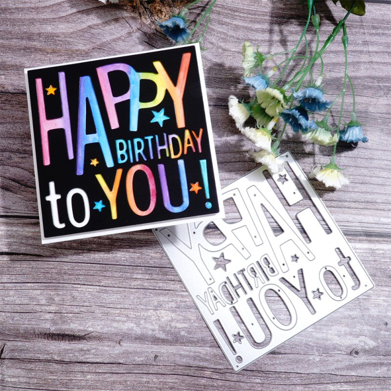Kokorosa Metal Cutting Dies with "HAPPY BIRTHDAY to YOU" Background Board