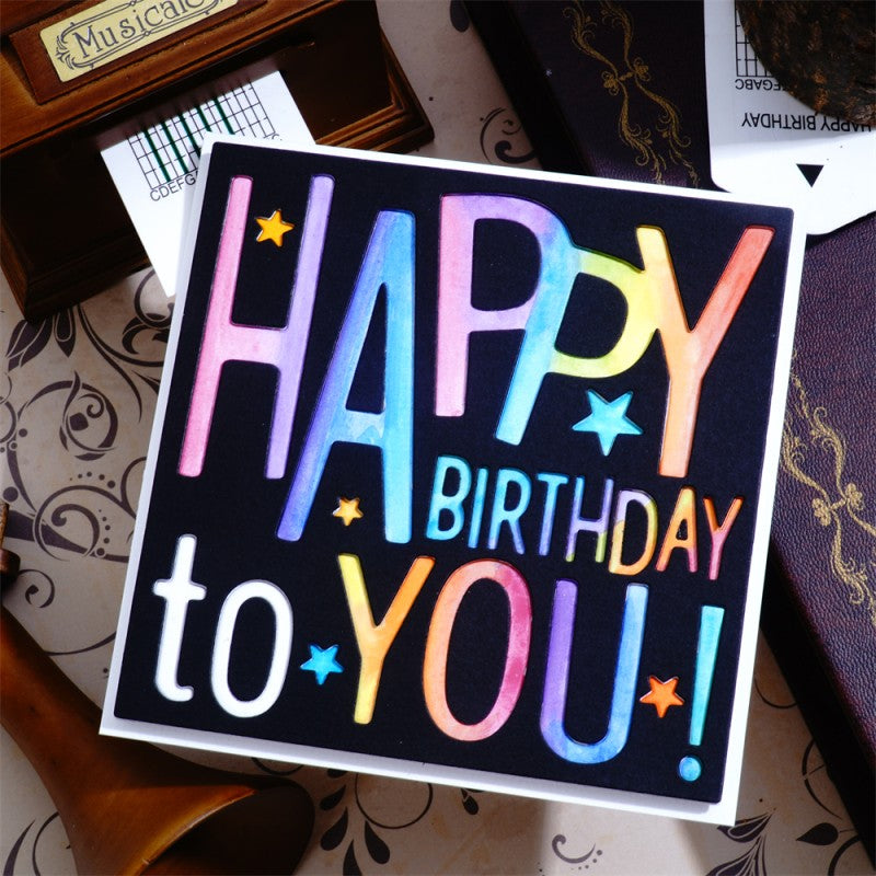 Kokorosa Metal Cutting Dies with "HAPPY BIRTHDAY to YOU" Background Board