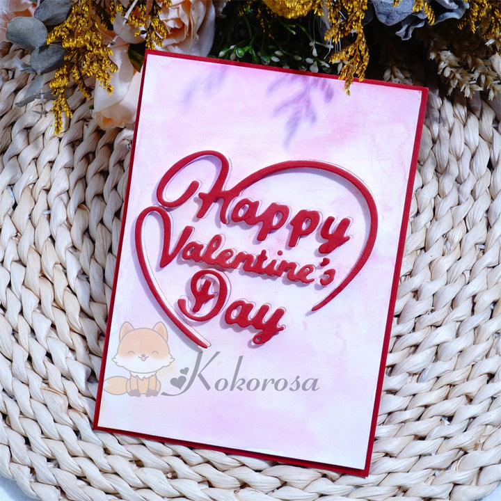 Kokorosa Metal Cutting Dies with "Happy Valentine's Day" Word