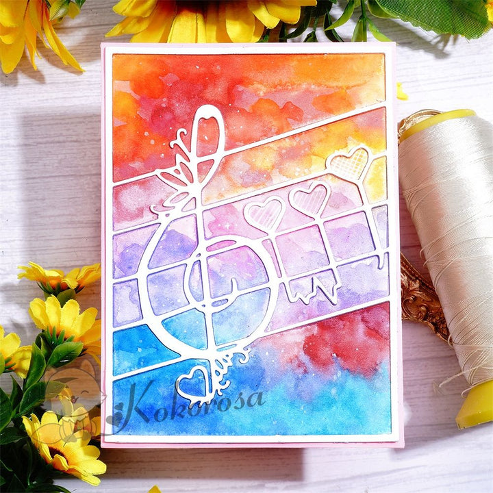 Kokorosa Metal Cutting Dies with Heart Music Notes & Staff Background Board