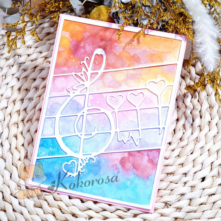 Kokorosa Metal Cutting Dies with Heart Music Notes & Staff Background Board