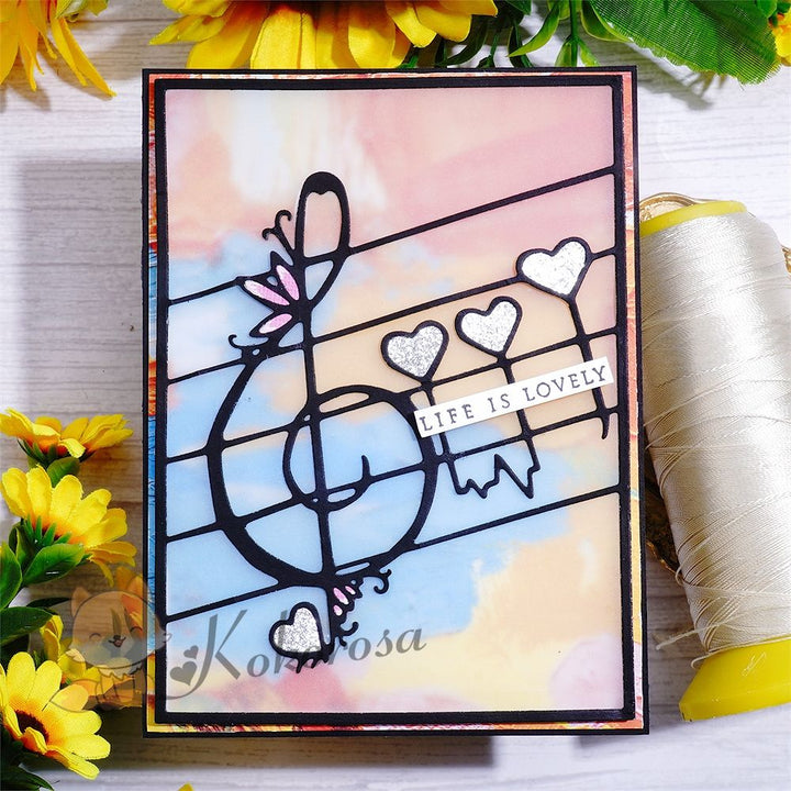 Kokorosa Metal Cutting Dies with Heart Music Notes & Staff Background Board