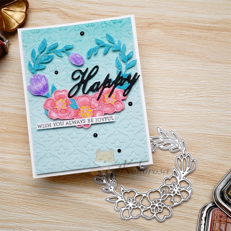 Kokorosa Metal Cutting Dies with Heart Shaped Flower Wreath