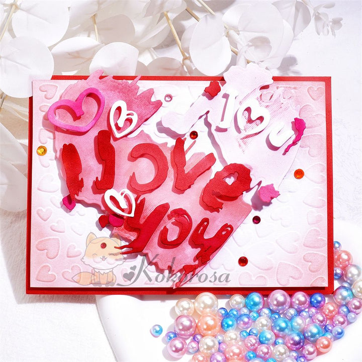 Kokorosa Metal Cutting Dies with Heart Shaped "I love you" Word