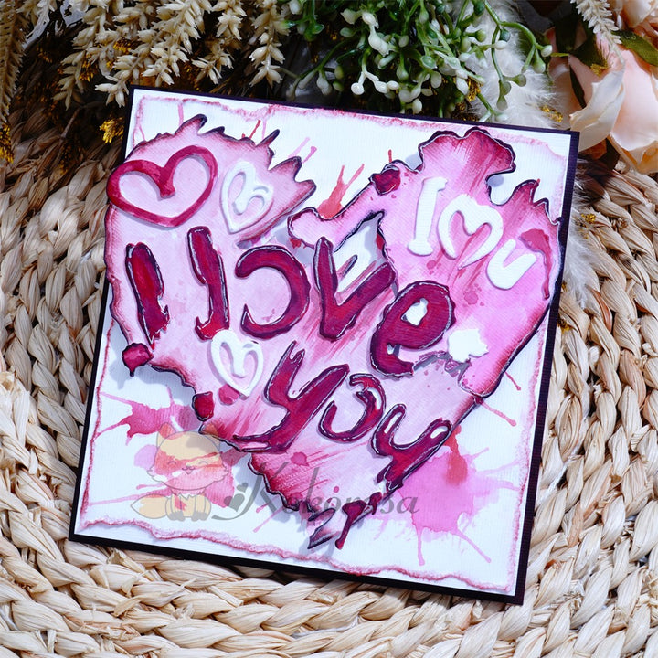 Kokorosa Metal Cutting Dies with Heart Shaped "I love you" Word