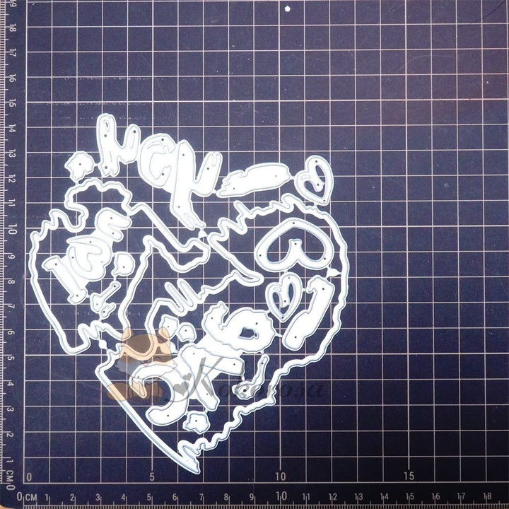 Kokorosa Metal Cutting Dies with Heart Shaped "I love you" Word