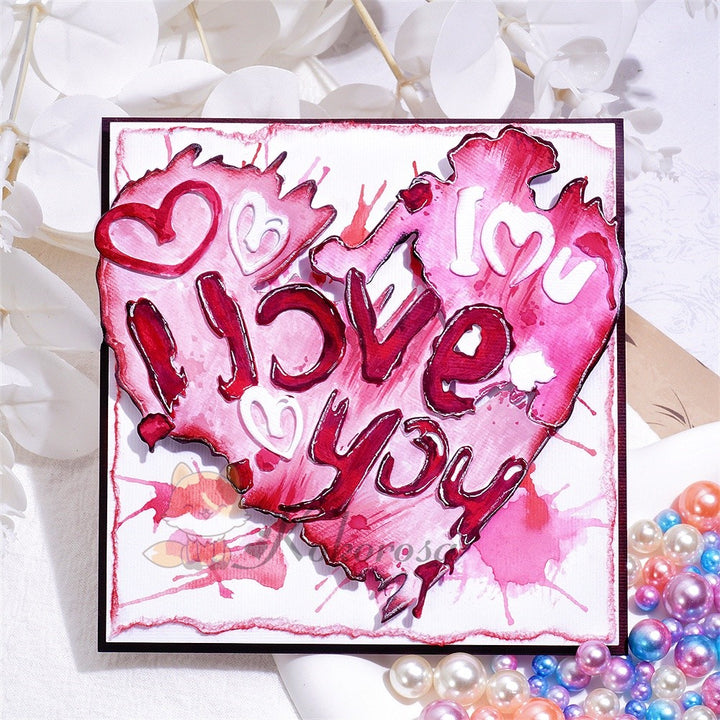Kokorosa Metal Cutting Dies with Heart Shaped "I love you" Word