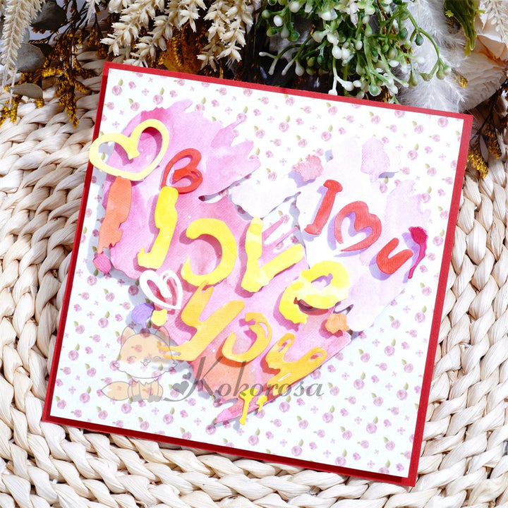 Kokorosa Metal Cutting Dies with Heart Shaped "I love you" Word