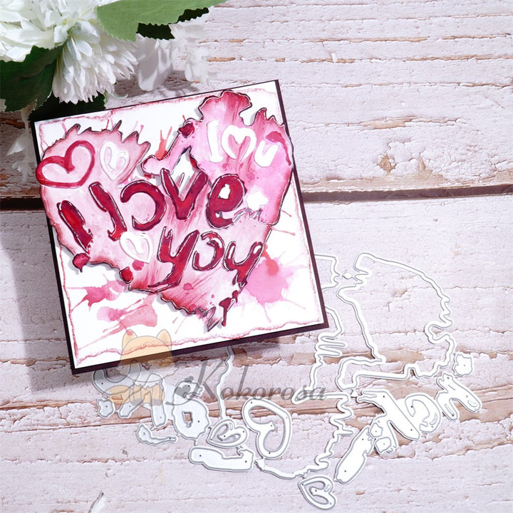 Kokorosa Metal Cutting Dies with Heart Shaped "I love you" Word
