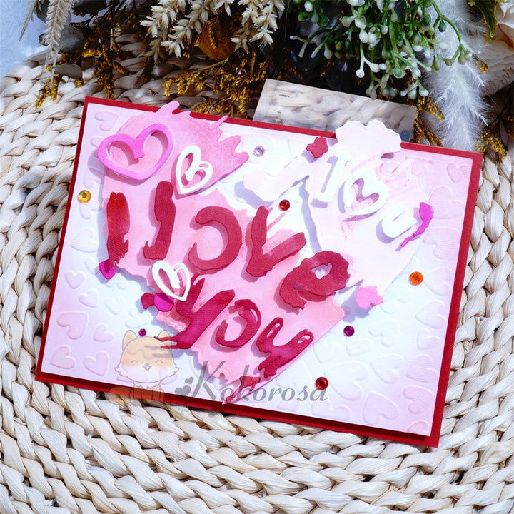 Kokorosa Metal Cutting Dies with Heart Shaped "I love you" Word