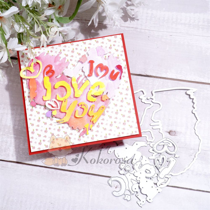 Kokorosa Metal Cutting Dies with Heart Shaped "I love you" Word