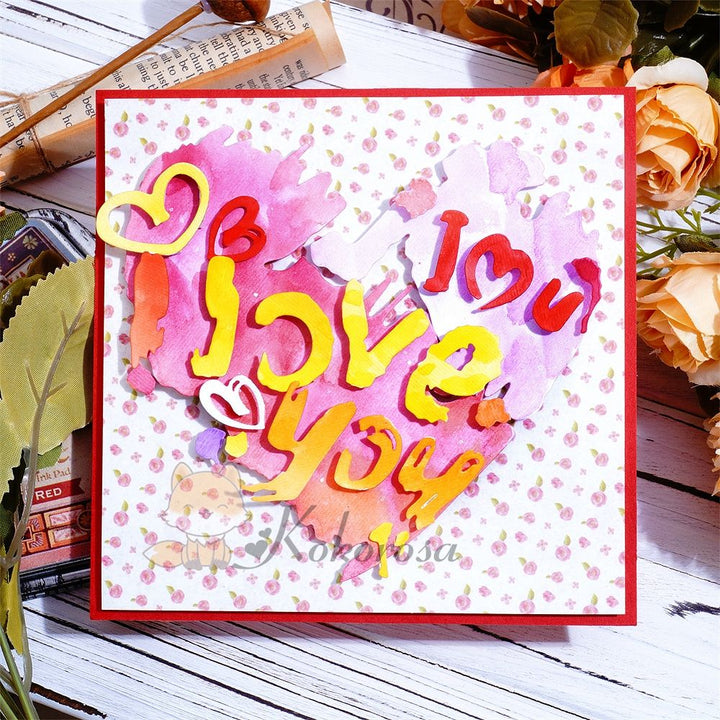 Kokorosa Metal Cutting Dies with Heart Shaped "I love you" Word