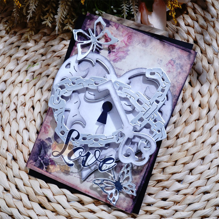 Kokorosa Metal Cutting Dies with Heart Shaped Lock & Chain