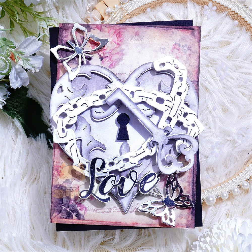 Kokorosa Metal Cutting Dies with Heart Shaped Lock & Chain