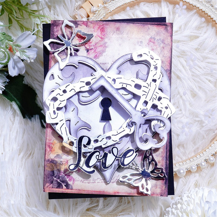 Kokorosa Metal Cutting Dies with Heart Shaped Lock & Chain