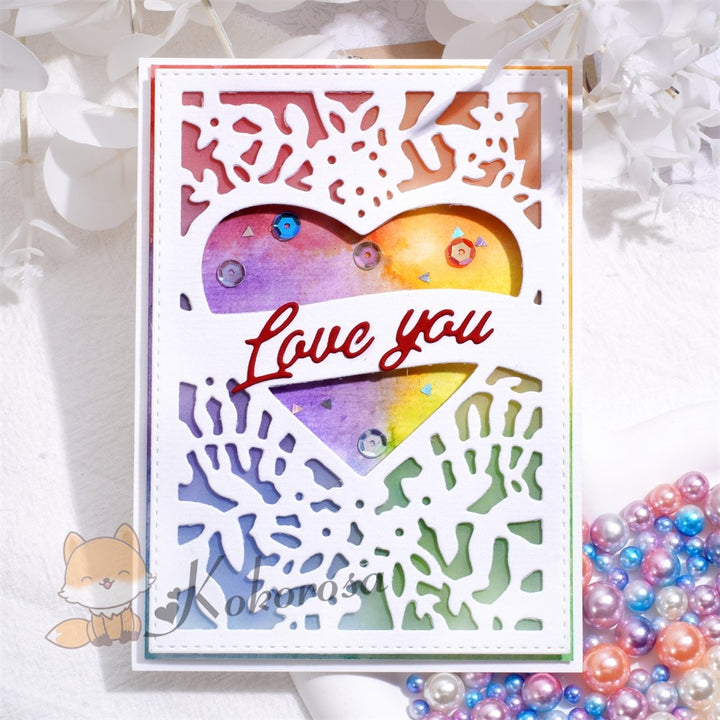 Kokorosa Metal Cutting Dies with Heart & Flowers Background Board
