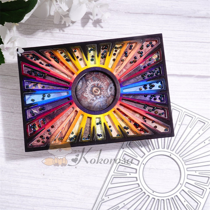 Kokorosa Metal Cutting Dies with Hollow Circle Shining Background Board