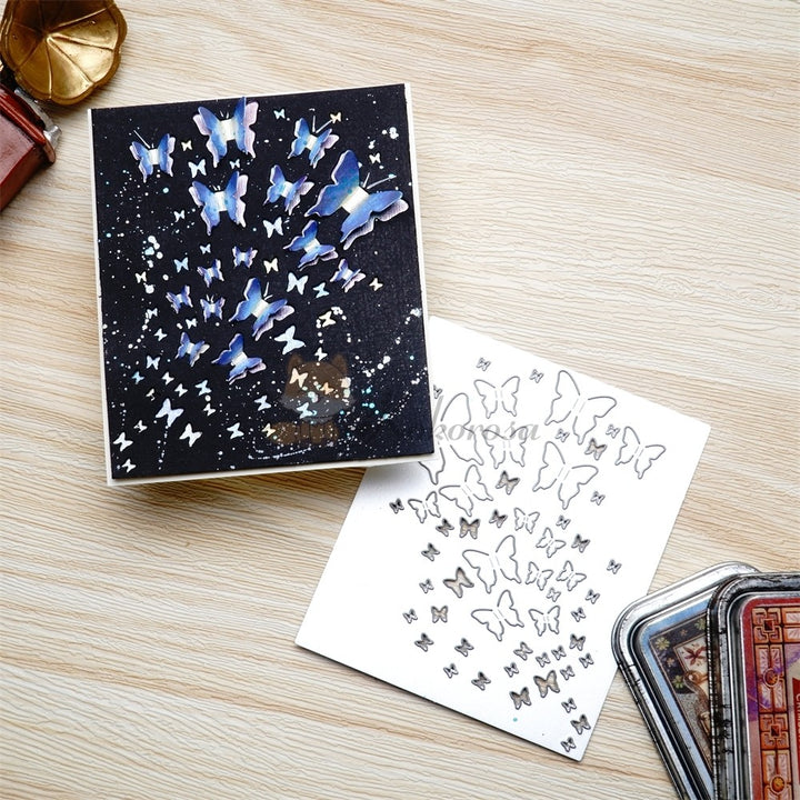 Kokorosa Metal Cutting Dies with Hollow Flying Butterflies Background Board